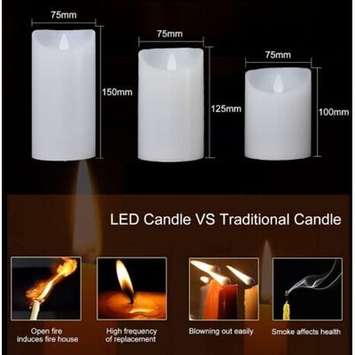 Nalookamic Bougies Led, Bougies Led À Flamme Vacillante Réaliste, Lot De 3 (10 Cm, 12,5 Cm, 15 Cm), Décoration Esthétique Pour La Chambre - Publicité Nalookamic Bougies Led, Bougies Led À Flamme Vacillante Réaliste, Lot De 3 (10 Cm, 12,5 Cm, 15 Cm), Décoration Esthétique Pour La Chambre - Publicité