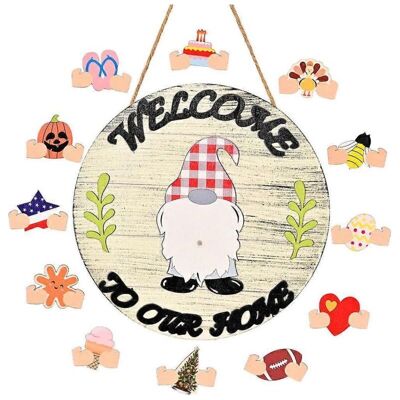 Décoration De Porte Saisonnière En Forme De Gnome Avec Éléments Interchangeables Pour Noël. Halloween Et Andiamos Fêtes. Publicité Décoration De Porte Saisonnière En Forme De Gnome Avec Éléments Interchangeables Pour Noël. Halloween Et Andiamos Fêtes. Publicité