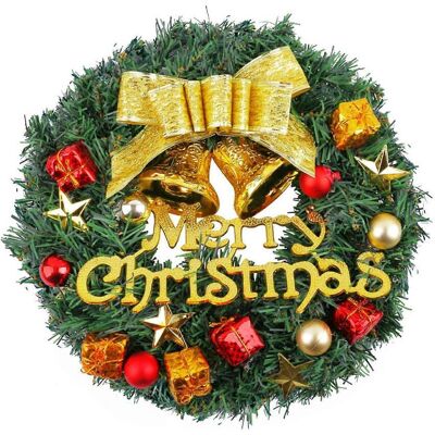 FLAMMKRAFT Couronne De Noël En Plastique Pour Porte D'Entrée, Décoration De Sapin Avec Boules, Ornement Pour Cheminée. Publicité FLAMMKRAFT Couronne De Noël En Plastique Pour Porte D'Entrée, Décoration De Sapin Avec Boules, Ornement Pour Cheminée. Publicité