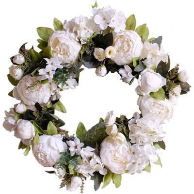MOXIE La Couronne De Porte Illumine La Décoration Couronne De Porte Éclaircit La Décoration De Porte D'Entrée Pour Mariage/anniversaire/salon 1 Pièce (40 Cm, Pivoine Blanche Laiteuse) - Publicité MOXIE La Couronne De Porte Illumine La Décoration Couronne De Porte Éclaircit La Décoration De Porte D'Entrée Pour Mariage/anniversaire/salon 1 Pièce (40 Cm, Pivoine Blanche Laiteuse) - Publicité
