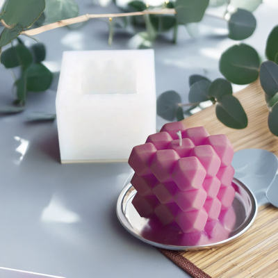 OEM Moule À Bougie En Silicone - Cube Diamant - Publicité OEM Moule À Bougie En Silicone - Cube Diamant - Publicité