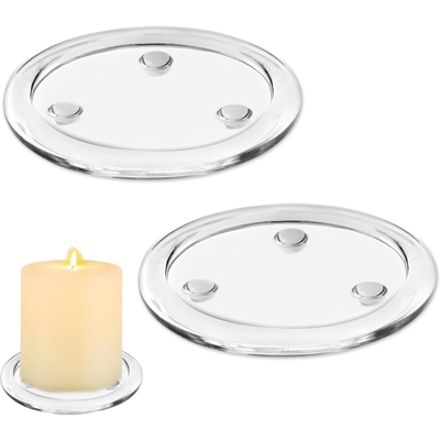 ALVIOR Support Pour Bougie En Verre - 10 Cm - Base Ronde Transparente Pour Bougie Pilier - Décoration De Table Intérieure Extérieure - Lot De 2 - Publicité ALVIOR Support Pour Bougie En Verre - 10 Cm - Base Ronde Transparente Pour Bougie Pilier - Décoration De Table Intérieure Extérieure - Lot De 2 - Publicité