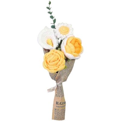 FATRD Fleur Tricotée Au Crochet Faite Main En Laine Multicolore 39 Cm, Bouquet De Fleurs Artificielles, Cadeau Et Décoration Intérieure-yellow - Publicité FATRD Fleur Tricotée Au Crochet Faite Main En Laine Multicolore 39 Cm, Bouquet De Fleurs Artificielles, Cadeau Et Décoration Intérieure-yellow - Publicité