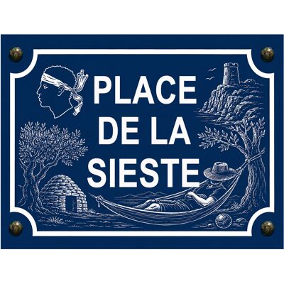 OEM Plaque Métal Place De La Sieste Corse 20 × 15 Cm - Publicité OEM Plaque Métal Place De La Sieste Corse 20 × 15 Cm - Publicité