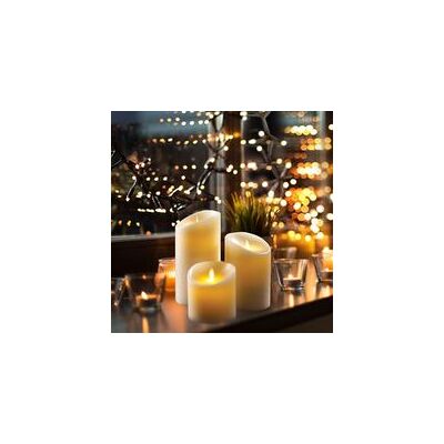 KOMIRO Bougies Led, Lot De 3 Bougies Décoratives (10cm, 12.8cm, 15.2cm), Bougies Sans Flamme Avec Télécommande À 10 Boutons. Flammes Led Clignotantes En Véritable Cire Couleur Ivoi - Publicité KOMIRO Bougies Led, Lot De 3 Bougies Décoratives (10cm, 12.8cm, 15.2cm), Bougies Sans Flamme Avec Télécommande À 10 Boutons. Flammes Led Clignotantes En Véritable Cire Couleur Ivoi - Publicité