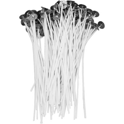 ABCRITAL 100 Pièces Mèche Coton 15cm Pour Bougies Parfumées, Base Blanche Cire De Soja - Diy Fabrication De Bougies - Publicité ABCRITAL 100 Pièces Mèche Coton 15cm Pour Bougies Parfumées, Base Blanche Cire De Soja - Diy Fabrication De Bougies - Publicité