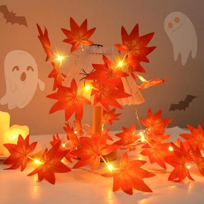 ALVIOR Guirlande Lumineuse Feuilles D'Érable - 3 M - 20 Led - Alimentée Par Piles - Pour Décoration Automne Halloween Noël - 1 Pièce - Publicité ALVIOR Guirlande Lumineuse Feuilles D'Érable - 3 M - 20 Led - Alimentée Par Piles - Pour Décoration Automne Halloween Noël - 1 Pièce - Publicité