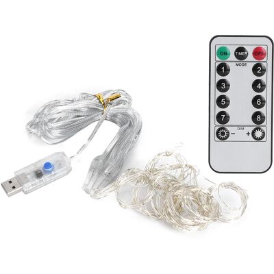 EOSNOW Guirlande Lumineuse En Fil De Cuivre Avec Télécommande Usb, 3x1m, 100led, 8 Modes, Pour Fête, Mariage, Rideau, Lampe, Décoration, Blanc Pur - Publicité EOSNOW Guirlande Lumineuse En Fil De Cuivre Avec Télécommande Usb, 3x1m, 100led, 8 Modes, Pour Fête, Mariage, Rideau, Lampe, Décoration, Blanc Pur - Publicité