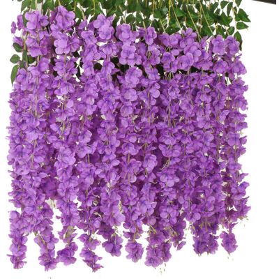 OEM Fleurs Artificielles lot De 24 Artificielle Fleurs Faux Wisteria Vigne Soie Fleur Suspendue Guirlande Pour La Maison Jardin Partie De Mariage Décor Simulation Fleur (lot De 24, 110cm, Violet)-dou - Publicité OEM Fleurs Artificielles lot De 24 Artificielle Fleurs Faux Wisteria Vigne Soie Fleur Suspendue Guirlande Pour La Maison Jardin Partie De Mariage Décor Simulation Fleur (lot De 24, 110cm, Violet)-dou - Publicité