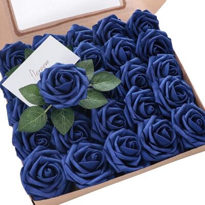 PELTOR (bleu Royal)lot De 25 Roses Artificielles En Mousse Ivoire Avec Tiges Pour Bouquets De Mariage, Centres De Table De Fête, Arrangements, Décorations De Table De Fête - Publicité PELTOR (bleu Royal)lot De 25 Roses Artificielles En Mousse Ivoire Avec Tiges Pour Bouquets De Mariage, Centres De Table De Fête, Arrangements, Décorations De Table De Fête - Publicité