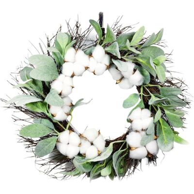 OEM Couronne Murale En Vigne Et Coton Rustique – 40 Cm, Idéale Pour Porte, Intérieur Ou Extérieur - Publicité OEM Couronne Murale En Vigne Et Coton Rustique – 40 Cm, Idéale Pour Porte, Intérieur Ou Extérieur - Publicité