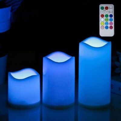 OEM Ensemble De 3 Bougies Led Sans Flamme Avec Télécommande - Pour Une Utilisation Intérieure/extérieure - Couleurs Changeantes - Publicité OEM Ensemble De 3 Bougies Led Sans Flamme Avec Télécommande - Pour Une Utilisation Intérieure/extérieure - Couleurs Changeantes - Publicité