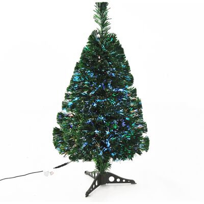 HEAT Sapin De Noël Artificiel Avec Guirlande Lumineuse, 90 Cm De Haut, Éclairage À Fibres Optiques Multicolores + Support, 90 Branches, Vert - Publicité HEAT Sapin De Noël Artificiel Avec Guirlande Lumineuse, 90 Cm De Haut, Éclairage À Fibres Optiques Multicolores + Support, 90 Branches, Vert - Publicité