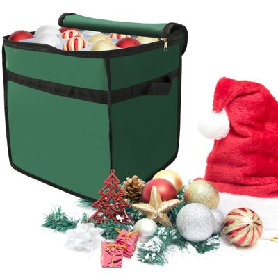 MOXIE Sjlerst Boîte De Rangement Pour Décorations De Noël Avec Séparateurs Matériau En Nylon 600d Support Pour 64 Boules De Noël (vert) - Publicité MOXIE Sjlerst Boîte De Rangement Pour Décorations De Noël Avec Séparateurs Matériau En Nylon 600d Support Pour 64 Boules De Noël (vert) - Publicité