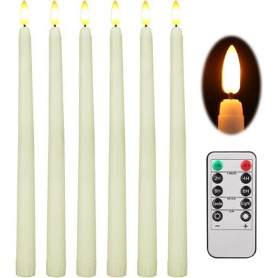 ABYSSE Lot De 6 Bougies Coniques Led Sans Flamme, Bougies Led Avec Télécommande Et Minuterie, Bougies À Flamme Vacillante Pour Noël, Mariage, Dîner Et Décoration De Noël (2 X 25 Cm, Beige) - Publicité ABYSSE Lot De 6 Bougies Coniques Led Sans Flamme, Bougies Led Avec Télécommande Et Minuterie, Bougies À Flamme Vacillante Pour Noël, Mariage, Dîner Et Décoration De Noël (2 X 25 Cm, Beige) - Publicité