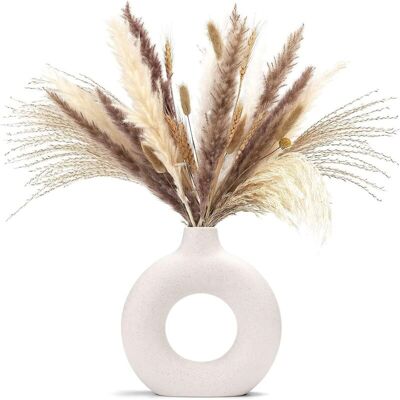 MOXIE Creative Ins Style Nordique, Vase En Céramique Blanche Fleurs Séchées Décoration De Bureau À Domicile Ornements Artisanaux, Ensemble De Vase - Publicité MOXIE Creative Ins Style Nordique, Vase En Céramique Blanche Fleurs Séchées Décoration De Bureau À Domicile Ornements Artisanaux, Ensemble De Vase - Publicité