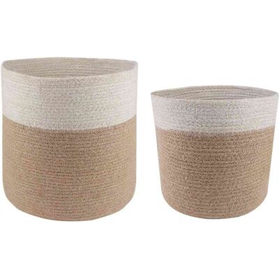 Vidaxl Plant Pot Set 2 Pcs Natural And White Ø 28 X 28 Cm - Publicité Vidaxl Plant Pot Set 2 Pcs Natural And White Ø 28 X 28 Cm - Publicité