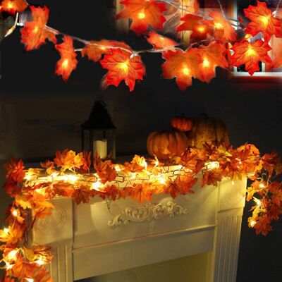 WANYISHUN Guirlande Lumineuse Feuilles D'Érable, 6 M, 40 Led, Feuilles D'Automne, Décoration Pour Thanksgiving, Halloween, Noël, Intérieur Et Extérieur - Publicité WANYISHUN Guirlande Lumineuse Feuilles D'Érable, 6 M, 40 Led, Feuilles D'Automne, Décoration Pour Thanksgiving, Halloween, Noël, Intérieur Et Extérieur - Publicité