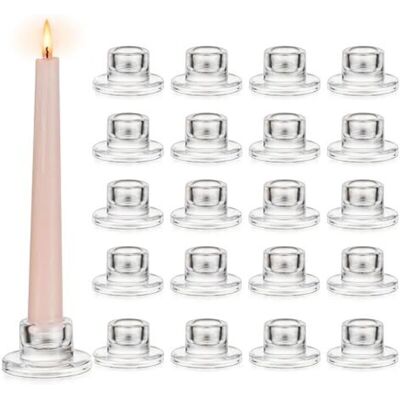AMXCNOY Bougeoirs En Verre Pour Bougies Coniques : Lot De 20 Petits Bougeoirs En Verre Transparent Pour Bougies Coniques, Idéaux Pour La Décoration De Table De Noël, Les Mariages Et Les Anniv - Publicité AMXCNOY Bougeoirs En Verre Pour Bougies Coniques : Lot De 20 Petits Bougeoirs En Verre Transparent Pour Bougies Coniques, Idéaux Pour La Décoration De Table De Noël, Les Mariages Et Les Anniv - Publicité
