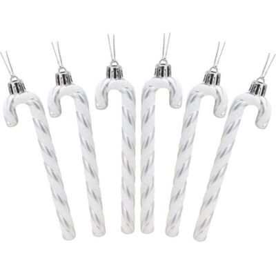 OEM 6 Pcs Christmas Concepts Paquet De 6-13cm (argent Et Blanc) De Canne En Bonbon Glitter Décorations D'Arbre De Noël - Publicité OEM 6 Pcs Christmas Concepts Paquet De 6-13cm (argent Et Blanc) De Canne En Bonbon Glitter Décorations D'Arbre De Noël - Publicité