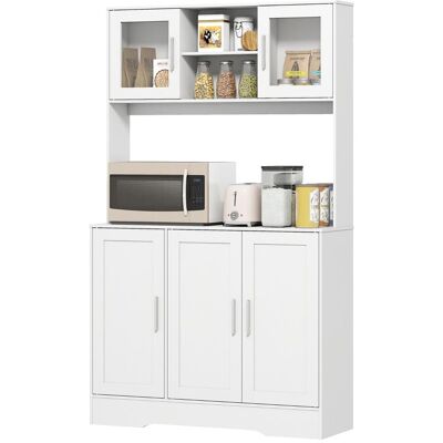 OEM Küchenschrank, Skandinavisches Design, 4 Schränke, Verstellbare Regale, Glastüren, Offene Fläche, Spanplatte, Mdf, Weiß - Publicité OEM Küchenschrank, Skandinavisches Design, 4 Schränke, Verstellbare Regale, Glastüren, Offene Fläche, Spanplatte, Mdf, Weiß - Publicité