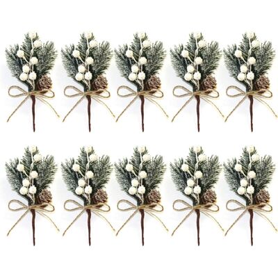 Melissa Lot De 10 Petites Tiges De Baies De Noël Artificielles Blanches De 15 Cm Avec Pommes De Pin, Houx, Fleurs De Noël Pour Couronnes De Noël, Décoration De Vase D'Intérieur - Publicité Melissa Lot De 10 Petites Tiges De Baies De Noël Artificielles Blanches De 15 Cm Avec Pommes De Pin, Houx, Fleurs De Noël Pour Couronnes De Noël, Décoration De Vase D'Intérieur - Publicité