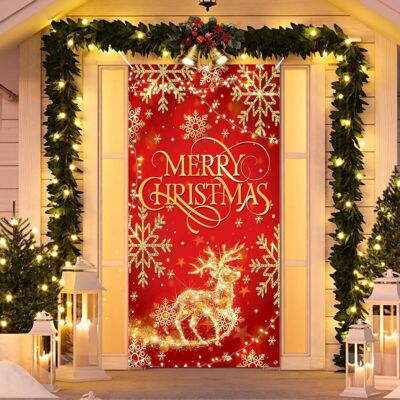 PELTOR Bannière De Noël Décorative, Bannière De Noël Couverture De Porte Pour Intérieur Et Extérieur, Décoration De Fête De Noël, 90 X 180 Cm - Publicité PELTOR Bannière De Noël Décorative, Bannière De Noël Couverture De Porte Pour Intérieur Et Extérieur, Décoration De Fête De Noël, 90 X 180 Cm - Publicité