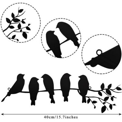 SCORPIO Tenture Murale Décoration Murale Oiseau En Métal Feuille Et Oiseau Sculpture En Métal Silhouette D'Oiseau Tenture Murale (noir) - Publicité SCORPIO Tenture Murale Décoration Murale Oiseau En Métal Feuille Et Oiseau Sculpture En Métal Silhouette D'Oiseau Tenture Murale (noir) - Publicité