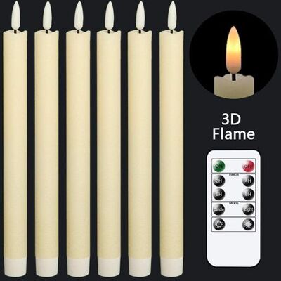 ABYSSE Lot De 6 Bougies Led Clignotantes À Piles Avec Télécommande Et Mèches 3d Effet Chaud Pour Fenêtres, En Cire Véritable, Pour La Décoration - Publicité ABYSSE Lot De 6 Bougies Led Clignotantes À Piles Avec Télécommande Et Mèches 3d Effet Chaud Pour Fenêtres, En Cire Véritable, Pour La Décoration - Publicité