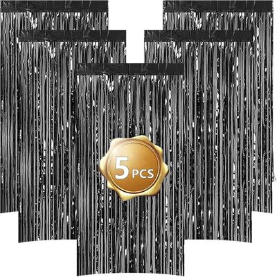 OEM 5 Rideau Métallique, Franges Noires, Aluminium Brillant, Installation Facile, Décoration Fête Mariage Noël - Publicité OEM 5 Rideau Métallique, Franges Noires, Aluminium Brillant, Installation Facile, Décoration Fête Mariage Noël - Publicité