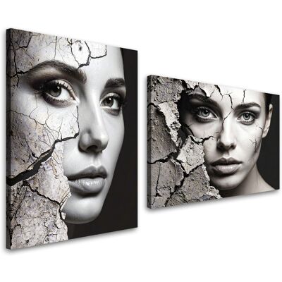 FEEBY Tableaux Sur Toile Lot Portrait De Femmes En Noir Et Blanc Béton 2 X 80x120 - Publicité FEEBY Tableaux Sur Toile Lot Portrait De Femmes En Noir Et Blanc Béton 2 X 80x120 - Publicité