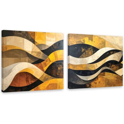 FEEBY Tableaux Sur Toile Lot Vagues Jaunes Formes Abstraites 2 X 30x30 - Publicité FEEBY Tableaux Sur Toile Lot Vagues Jaunes Formes Abstraites 2 X 30x30 - Publicité