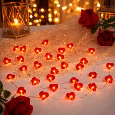 OEM 1 Guirlande Lumineuse, 20 Led Coeur, 1,5m Pvc, Fil Cuivre Flexible, Pile Aa, Minuterie, Intérieur Mariage Fête - Publicité OEM 1 Guirlande Lumineuse, 20 Led Coeur, 1,5m Pvc, Fil Cuivre Flexible, Pile Aa, Minuterie, Intérieur Mariage Fête - Publicité