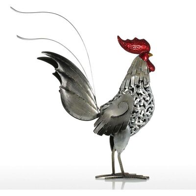 OEM Sculpté Fer Coq Métal Sculpture Décor À La Maison Animal Artisanat Fer Art Cadeau (argent Et Rouge) - Publicité OEM Sculpté Fer Coq Métal Sculpture Décor À La Maison Animal Artisanat Fer Art Cadeau (argent Et Rouge) - Publicité
