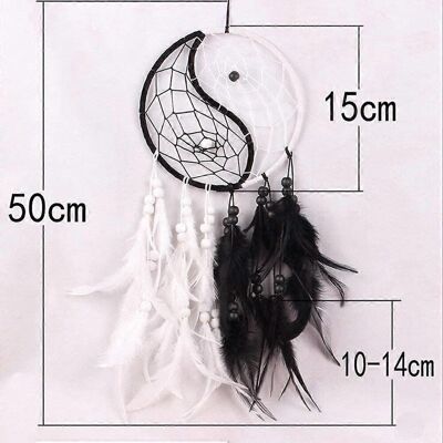 LAVVE Attrape-rêves Yin Yang Circulaire Fait Main, Orné De Plumes Et De Perles, À Suspendre Au Mur Ou À La Voiture. Décoration Artisanale, Cadeau Idéal. Noir Et Blanc. Publicité LAVVE Attrape-rêves Yin Yang Circulaire Fait Main, Orné De Plumes Et De Perles, À Suspendre Au Mur Ou À La Voiture. Décoration Artisanale, Cadeau Idéal. Noir Et Blanc. Publicité