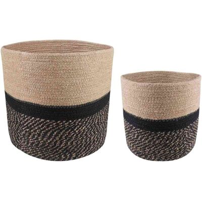 Vidaxl Plant Pot Set 2 Pcs Natural And Black Ø 28 X 28 Cm - Publicité Vidaxl Plant Pot Set 2 Pcs Natural And Black Ø 28 X 28 Cm - Publicité