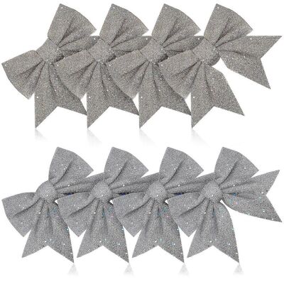 FATRD Lot De 8 Décorations De Sapin De Noël : Nœuds Pailletés, Rubans De Fête Et Nœuds Pour Emballage Cadeau. Publicité FATRD Lot De 8 Décorations De Sapin De Noël : Nœuds Pailletés, Rubans De Fête Et Nœuds Pour Emballage Cadeau. Publicité