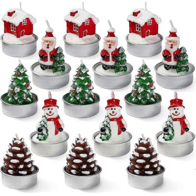 LAVVE Lot De 15 Mini Bougies Chauffe-plat De Noël Non Parfumées, Comprenant Des Bougies En Forme De Sapin De Noël Et De Père Noël - Publicité LAVVE Lot De 15 Mini Bougies Chauffe-plat De Noël Non Parfumées, Comprenant Des Bougies En Forme De Sapin De Noël Et De Père Noël - Publicité