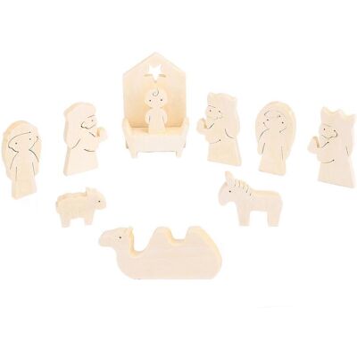 FLAMMKRAFT Crèche De 11 Pièces En Bois Massif, Simple Et Unique, Avec Figurines Représentant La Nativité, Idéale Pour Décorer Une Table Pendant Les Fêtes. Publicité FLAMMKRAFT Crèche De 11 Pièces En Bois Massif, Simple Et Unique, Avec Figurines Représentant La Nativité, Idéale Pour Décorer Une Table Pendant Les Fêtes. Publicité