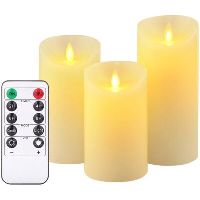 OEM Ensemble 3 Bougies Noël Blanc Chaud (4'', 5'', 6'') Télécommande Sans Flamme Piles - Publicité OEM Ensemble 3 Bougies Noël Blanc Chaud (4'', 5'', 6'') Télécommande Sans Flamme Piles - Publicité