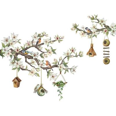 Bunthaus Stickers Muraux Oiseau Sur Branche D'Arbre Fleur Décoration D'Intérieur Salon Chambre Multicolore Art Ornement Fenêtre Mur - Publicité Bunthaus Stickers Muraux Oiseau Sur Branche D'Arbre Fleur Décoration D'Intérieur Salon Chambre Multicolore Art Ornement Fenêtre Mur - Publicité