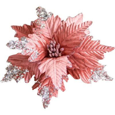 PELTOR Jeffergarden Fleur De Noël Artificielle En Velours Pailleté De 25 Cm, Faite Main, Or, Argent, Gris, Rose, Blanc, Décoration Pour Sapin De Noël - Rose Chair - Publicité PELTOR Jeffergarden Fleur De Noël Artificielle En Velours Pailleté De 25 Cm, Faite Main, Or, Argent, Gris, Rose, Blanc, Décoration Pour Sapin De Noël - Rose Chair - Publicité