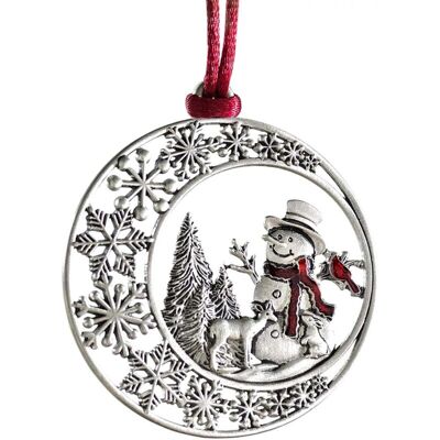 OEM Ornement De Sapin De Noël En Étain Massif Avec Cordon De Suspension En Satin Rouge, Design Double Face, Décoration De Bricolage À Suspendre Pour Décorations De Fête À La Maison (bonhomme De Neige) - Publicité OEM Ornement De Sapin De Noël En Étain Massif Avec Cordon De Suspension En Satin Rouge, Design Double Face, Décoration De Bricolage À Suspendre Pour Décorations De Fête À La Maison (bonhomme De Neige) - Publicité