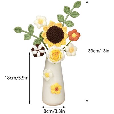 MCKENSA Fleur Artificielle En Laine Tricotée À La Main, Avec Vase En Céramique, Idéale Comme Cadeau. Publicité MCKENSA Fleur Artificielle En Laine Tricotée À La Main, Avec Vase En Céramique, Idéale Comme Cadeau. Publicité