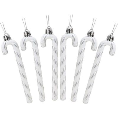 PELTOR 6 Pcs Christmas Concepts Paquet De 6-13cm (argent Et Blanc) De Canne En Bonbon Glitter Décorations D'Arbre De Noël - Publicité PELTOR 6 Pcs Christmas Concepts Paquet De 6-13cm (argent Et Blanc) De Canne En Bonbon Glitter Décorations D'Arbre De Noël - Publicité