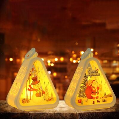 AIRSTRA Lanterne De Noël, 2 Lanternes Décoratives De Noël, Bougies De Noël Sans Flamme, Lanternes De Noël Vintage Avec Lumières Led Pour Cadeaux Et Décorations De Noël (triangle Blanc) - Publicité AIRSTRA Lanterne De Noël, 2 Lanternes Décoratives De Noël, Bougies De Noël Sans Flamme, Lanternes De Noël Vintage Avec Lumières Led Pour Cadeaux Et Décorations De Noël (triangle Blanc) - Publicité
