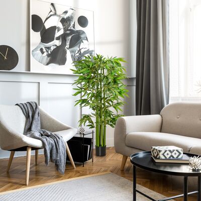 ALLAUVE Bambou Synthétique 160 Cm, Plante D'Intérieur Facile À Entretenir En Pot Plastique Pour Décoration De Bureau Et Salon - Publicité ALLAUVE Bambou Synthétique 160 Cm, Plante D'Intérieur Facile À Entretenir En Pot Plastique Pour Décoration De Bureau Et Salon - Publicité