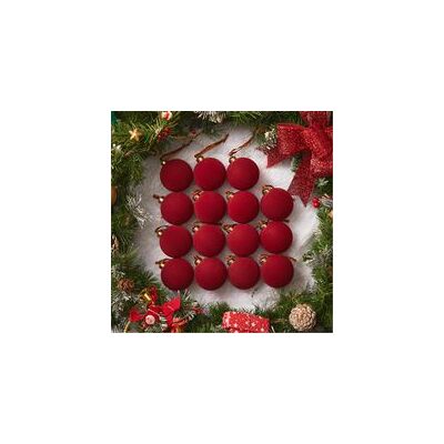 ENLENK Lot De 15 Boules De Noël En Velours Rouge, 8 Cm, Décorations En Velours Pour Sapin De Noël, Boules Décoratives Floquées Pour Fêtes De Famille, Mariages, Noël, Décoration À Suspendre - Publicité ENLENK Lot De 15 Boules De Noël En Velours Rouge, 8 Cm, Décorations En Velours Pour Sapin De Noël, Boules Décoratives Floquées Pour Fêtes De Famille, Mariages, Noël, Décoration À Suspendre - Publicité