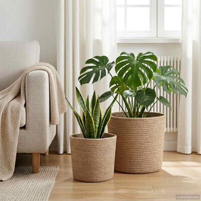 Vidaxl Plant Pot Set 2 Pcs Natural Ø 28 X 28 Cm 100% Tossa Jute - Publicité Vidaxl Plant Pot Set 2 Pcs Natural Ø 28 X 28 Cm 100% Tossa Jute - Publicité