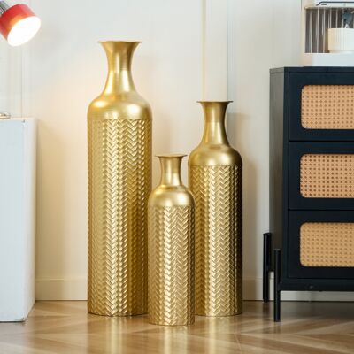 OEM Vase Décoratif Sur Pied En Métal Doré, Lot De 3 Tailles (50 Cm, 66 Cm, 83 Cm), Design Vintage Avec Motif Texturé, Idéal Pour Plantes, Salon Et Entrée - Publicité OEM Vase Décoratif Sur Pied En Métal Doré, Lot De 3 Tailles (50 Cm, 66 Cm, 83 Cm), Design Vintage Avec Motif Texturé, Idéal Pour Plantes, Salon Et Entrée - Publicité